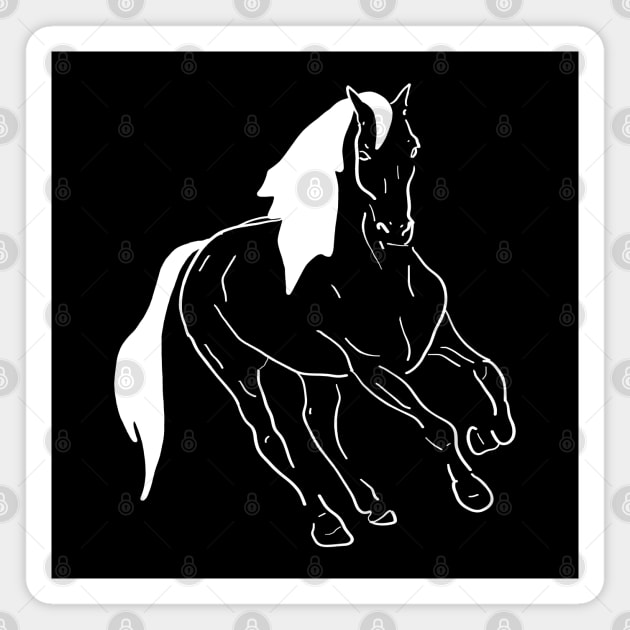 White line art running horse Magnet by RedHeadAmazona